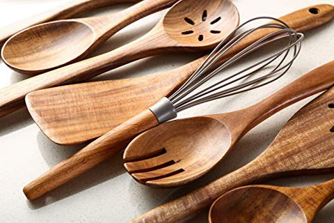 Wooden Kitchen Utensils Set - Wood Cooking Spoons - Wooden